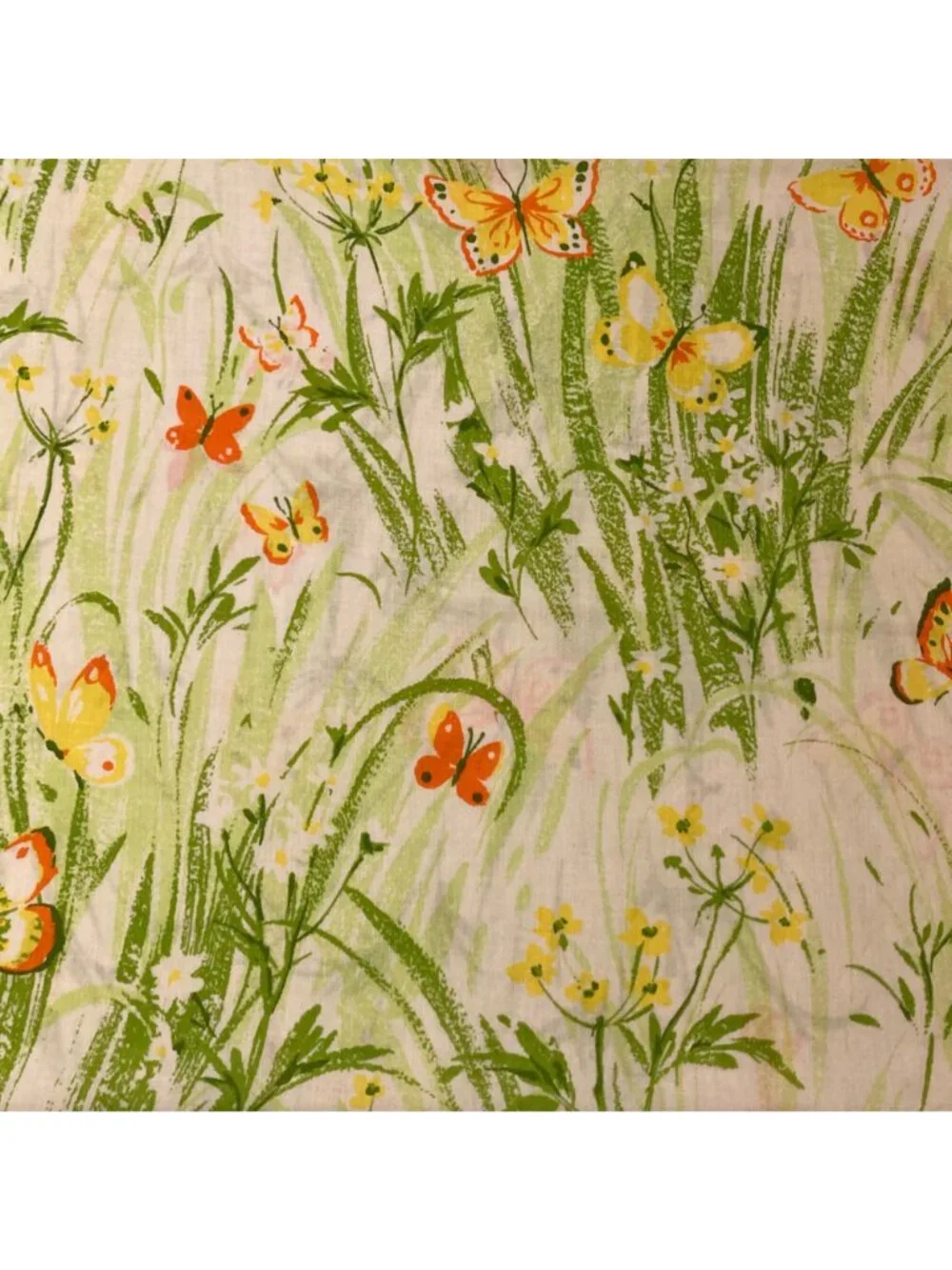 Vintage Butterfly Green And Yellow Floral Pillowcase Set of 2 King Size